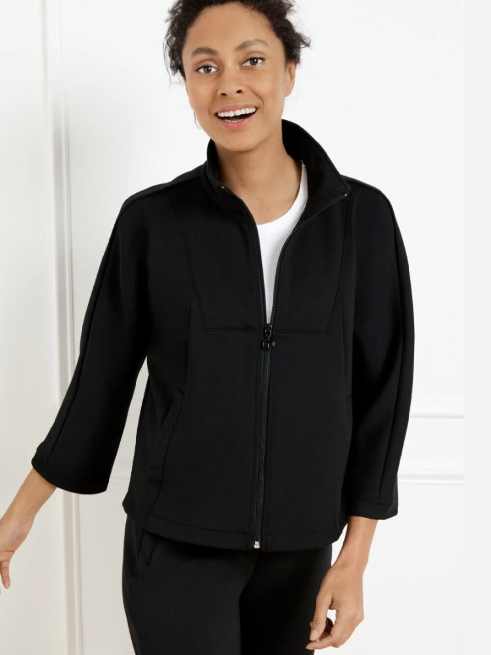 NWT T by Talbots AirKnit Stretch Dolman Sleeve Jacket Black Size M Travel